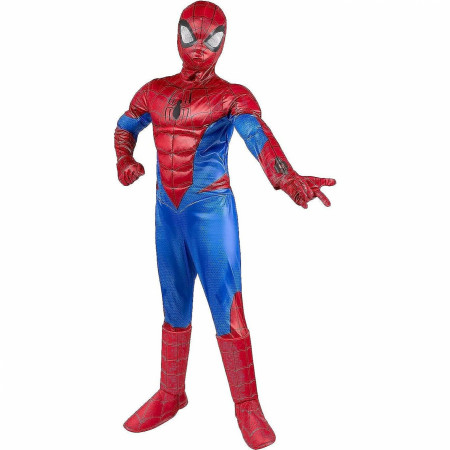 Spider-Man Deluxe Muscle Jumpsuit w/ Headpiece & Gloves Youth Costume
